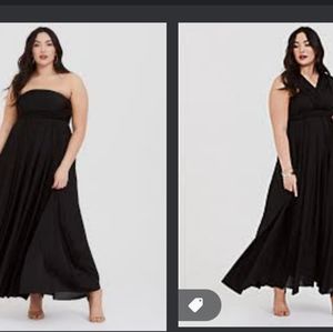Torrid black slinky studio knit special occasion convertible maxi dress size 2